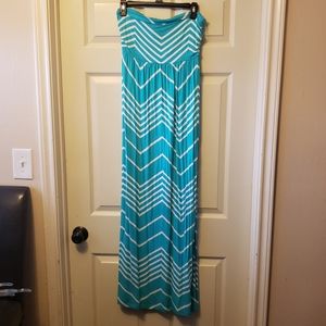 Maxi dress, size M, aqua and white